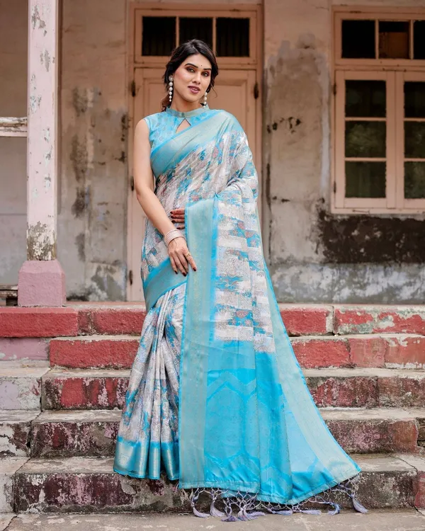 Sky_Blue_Banarasi_Silk_Saree_with_Paisley_Digital_Print,_Zari_Border_&_Tassel_Details