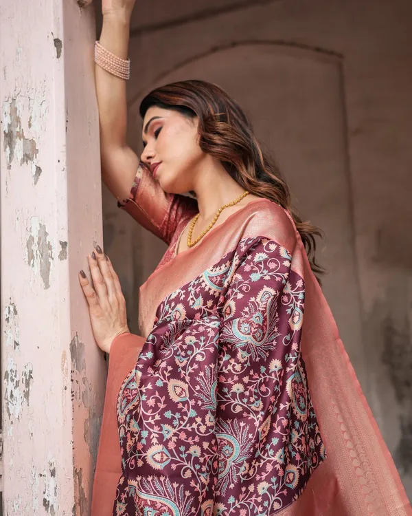 Maroon_Banarasi_Silk_Saree_with_Peach_Zari_Border_and_Paisley_Motifs