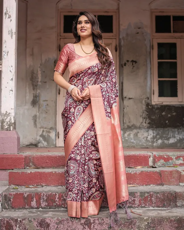 Maroon_Banarasi_Silk_Saree_with_Peach_Zari_Border_and_Paisley_Motifs