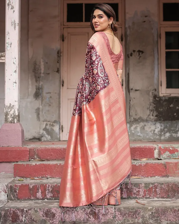 Maroon_Banarasi_Silk_Saree_with_Peach_Zari_Border_and_Paisley_Motifs