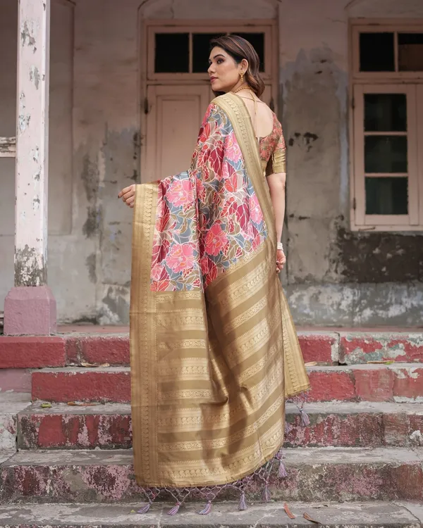 Gold_Banarasi_Silk_Saree_with_Bold_Floral_Print_and_Intricate_Zari_Border