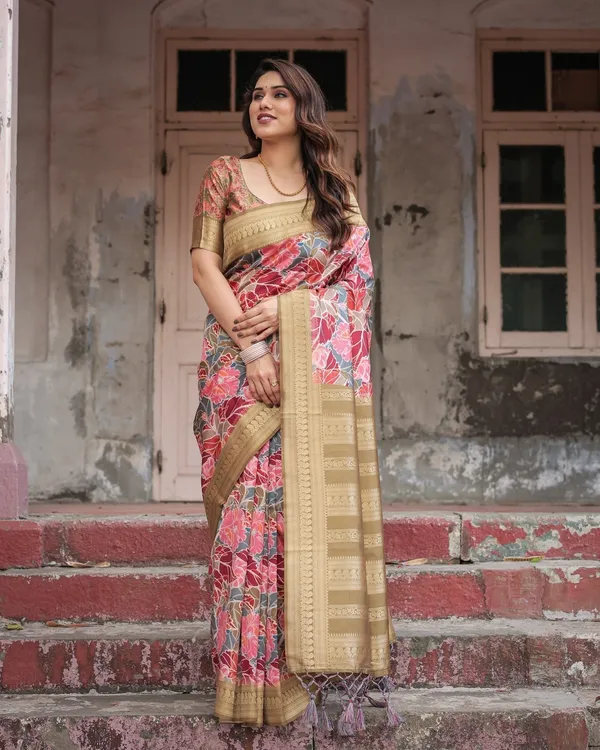 Gold_Banarasi_Silk_Saree_with_Bold_Floral_Print_and_Intricate_Zari_Border