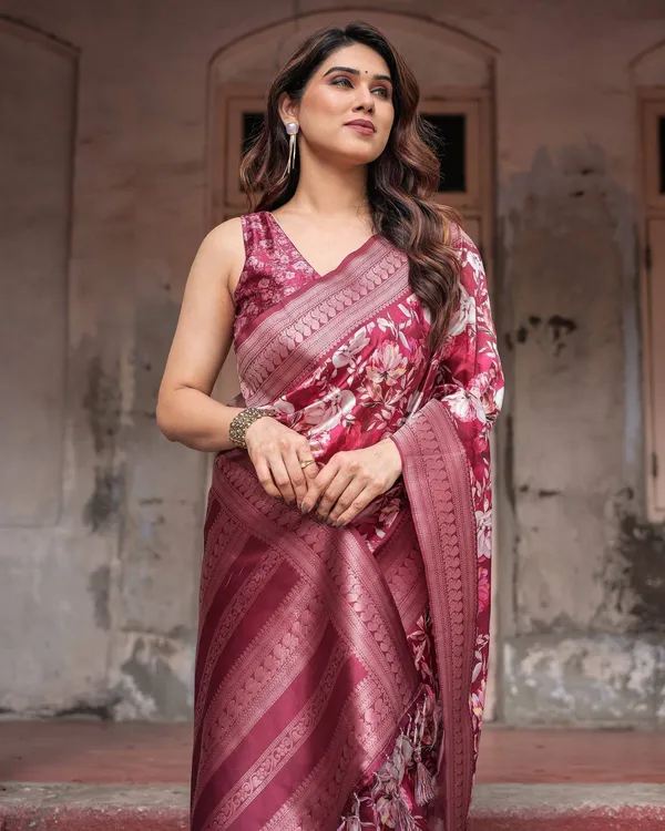 Maroon_Banarasi_Silk_Saree_with_Bold_Floral_Digital_Print_&_Rich_Zari_Border