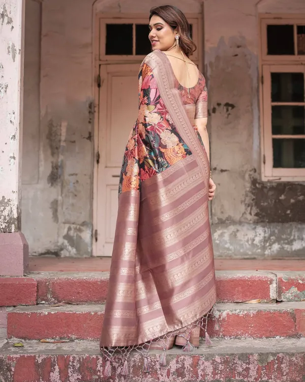 Exotic_Multicolor_Banarasi_Silk_Saree_with_Zari_Border_and_Tassels