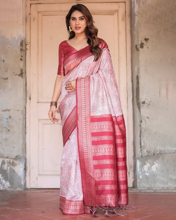 Crimson_Red_Banarasi_Silk_Saree_with_Geometric_Digital_Print_&_Zari_Border