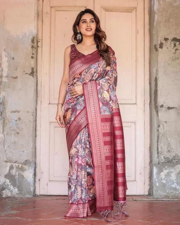 Wine_Banarasi_Silk_Saree_with_Paisley_and_Floral_Digital_Print_&_Zari_Border