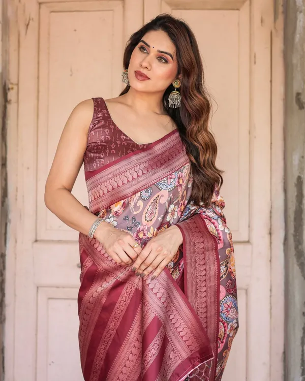 Wine_Banarasi_Silk_Saree_with_Paisley_and_Floral_Digital_Print_&_Zari_Border