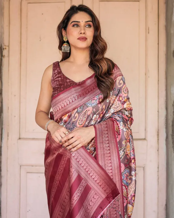Wine_Banarasi_Silk_Saree_with_Paisley_and_Floral_Digital_Print_&_Zari_Border