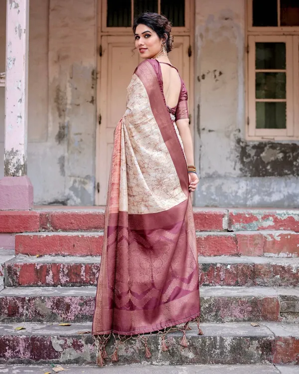 Marble-Print_Banarasi_Silk_Saree_in_Deep_Maroon_with_Zari_Weaving_and_Tassels