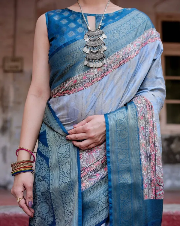 Elegant_Blue_and_Beige_Banarasi_Silk_Saree_with_Ornate_Zari_Weaving_and_Tassels
