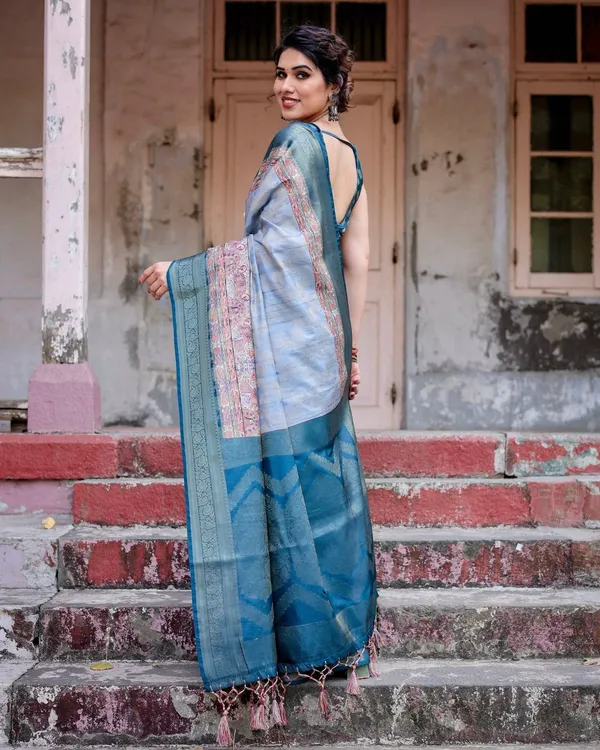 Elegant_Blue_and_Beige_Banarasi_Silk_Saree_with_Ornate_Zari_Weaving_and_Tassels