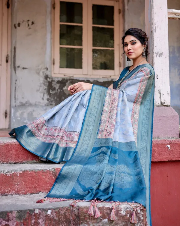 Elegant_Blue_and_Beige_Banarasi_Silk_Saree_with_Ornate_Zari_Weaving_and_Tassels