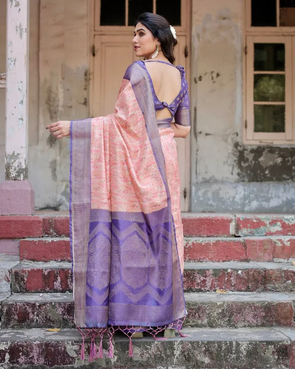Peach_and_Purple_Floral_Digital_Print_Banarasi_Silk_Saree_with_Zari_Weave_and_Tassel-Adorned_Pallu