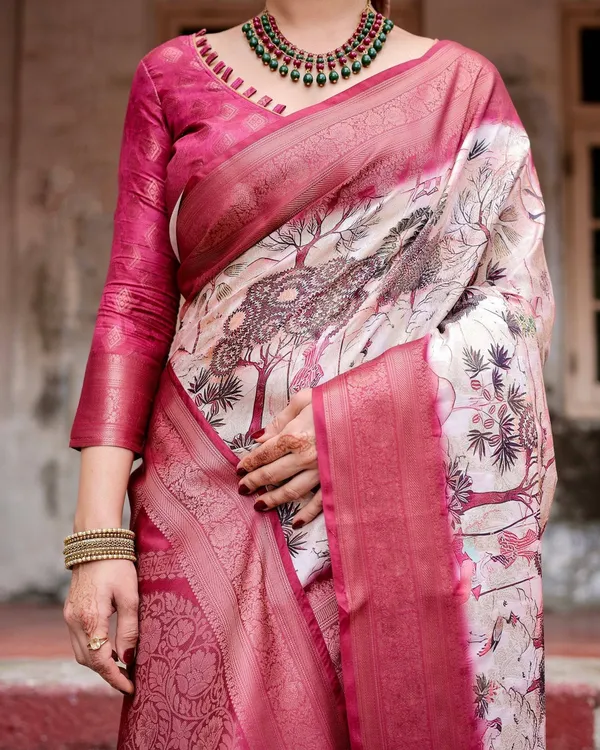 Graceful_Fuchsia_Pink_Banarasi_Silk_Saree_with_Digital_Forest_Scenery_Print_&_Zari_Weave