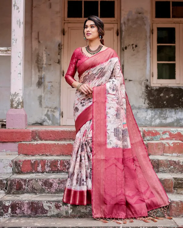 Graceful_Fuchsia_Pink_Banarasi_Silk_Saree_with_Digital_Forest_Scenery_Print_&_Zari_Weave