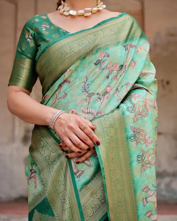 Graceful_Green_Banarasi_Silk_Saree_with_Intricate_Floral_and_Elephant_Weaves