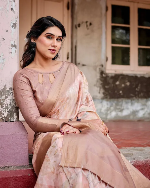 Elegant_Beige_Banarasi_Silk_Saree_with_Tassels_and_Zari_Work