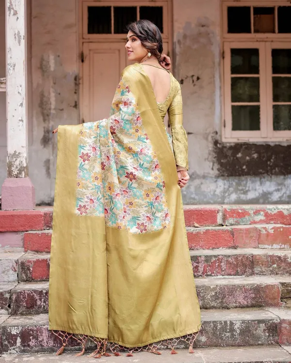 Golden_Yellow_Banarasi_Silk_Saree_with_Multicolor_Floral_Print_and_Zari_Border
