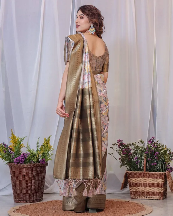 Sophisticated_White_and_Olive_Floral_Digital_Print_Silk_Saree_with_Zari_Tassels