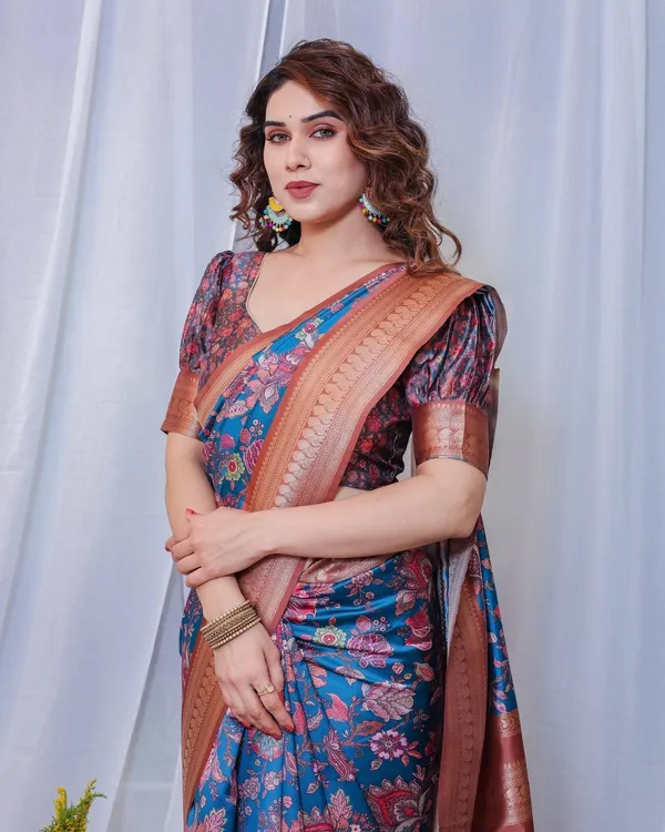 Regal_Blue_and_Copper_Zari_Digital_Print_Silk_Saree_with_Tassels