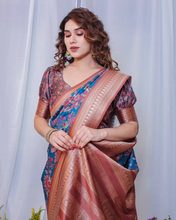 Regal_Blue_and_Copper_Zari_Digital_Print_Silk_Saree_with_Tassels