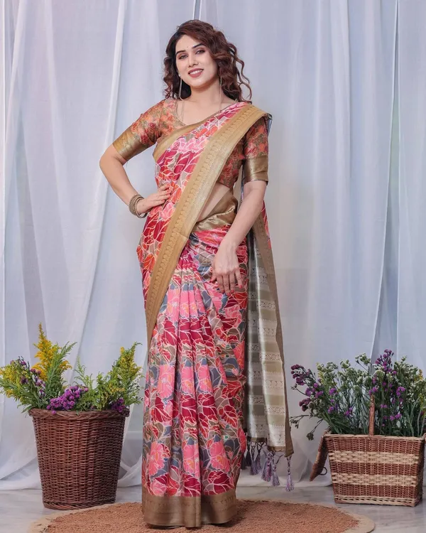 Radiant_Red_and_Gold_Banarasi_Silk_Saree_with_Floral_Motifs_and_Tassels