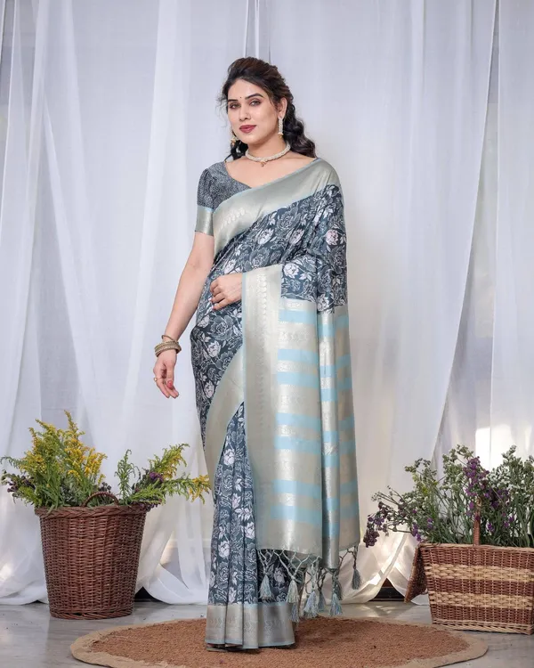 Timeless_Blue_and_Silver_Banarasi_Silk_Saree_with_Floral_Design_and_Tassels
