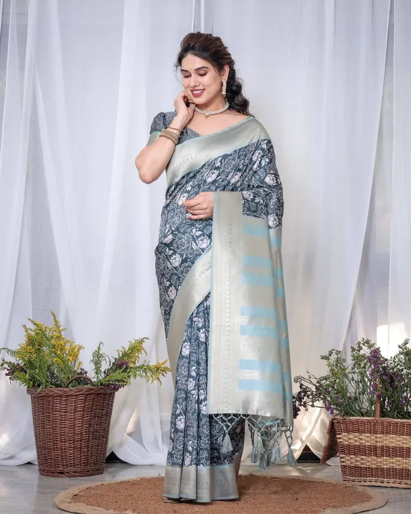 Timeless_Blue_and_Silver_Banarasi_Silk_Saree_with_Floral_Design_and_Tassels