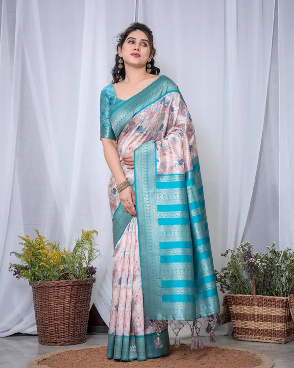 Ivory_Banarasi_Silk_Saree_with_Pink_Ikat_Digital_Print,_Zari_Border_&_Tassel_Pallu