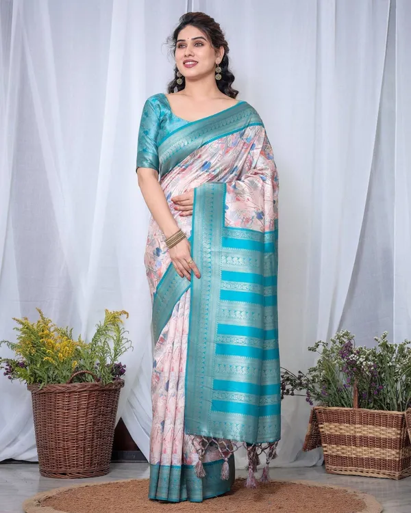 Ivory_Banarasi_Silk_Saree_with_Pink_Ikat_Digital_Print,_Zari_Border_&_Tassel_Pallu