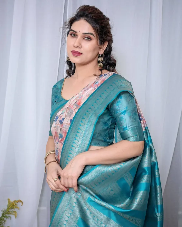 Ivory_Banarasi_Silk_Saree_with_Pink_Ikat_Digital_Print,_Zari_Border_&_Tassel_Pallu