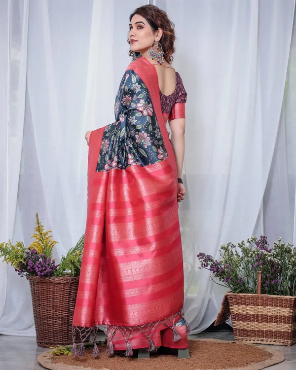 Regal_Navy_Blue_and_Pink_Floral_Banarasi_Silk_Saree_with_Tassels
