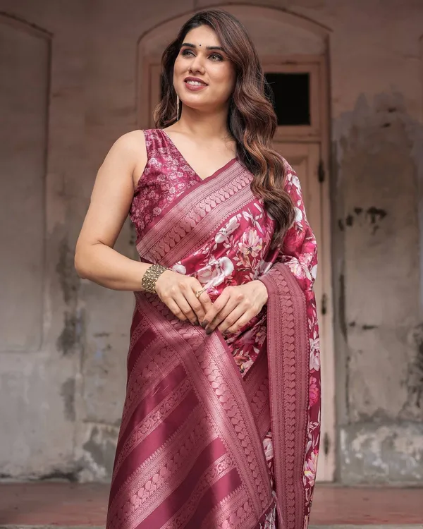 Maroon_Banarasi_Silk_Saree_with_Bold_Floral_Digital_Print_&_Rich_Zari_Border