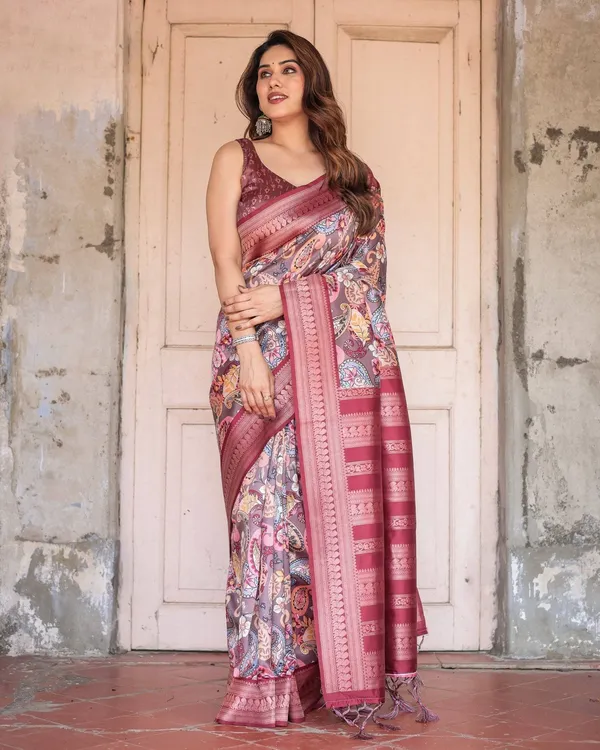 Wine_Banarasi_Silk_Saree_with_Paisley_and_Floral_Digital_Print_&_Zari_Border