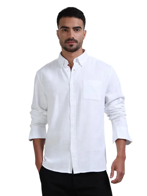 White_Cotton_Linen_Premium_&_Elegant_Full_Sleeve_Casual_Shirt_For_Men