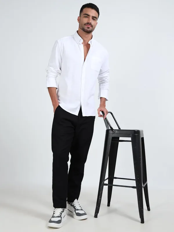 White_Cotton_Linen_Premium_&_Elegant_Full_Sleeve_Casual_Shirt_For_Men