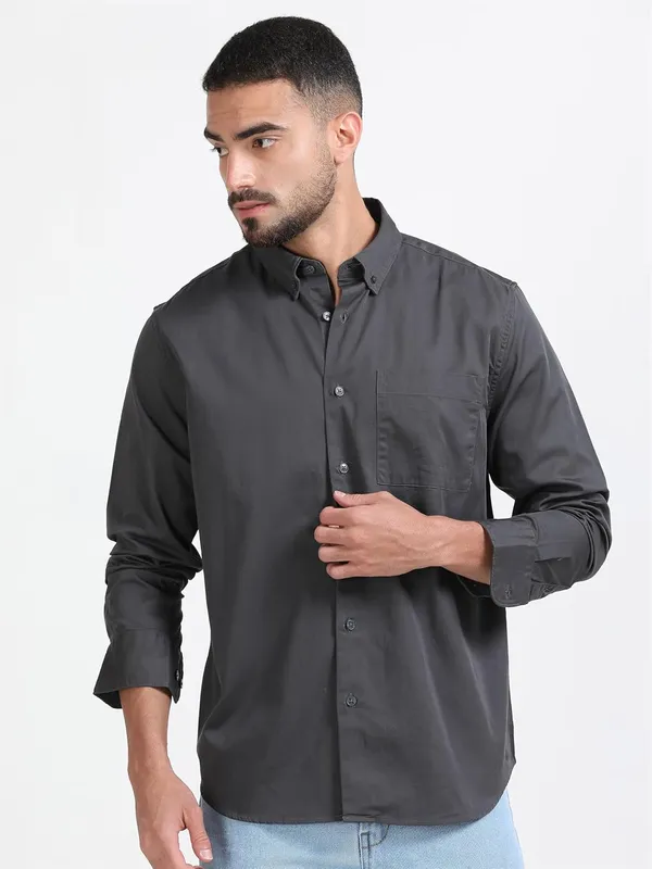 Dark_Grey_Cotton_Premium_&_Elegant_Full_Sleeve_Casual_Shirt_For_Men