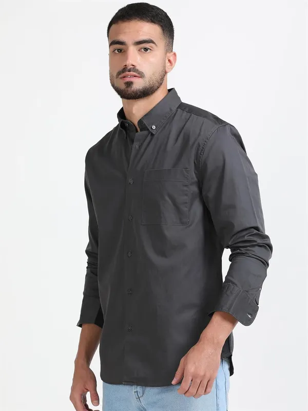 Dark_Grey_Cotton_Premium_&_Elegant_Full_Sleeve_Casual_Shirt_For_Men