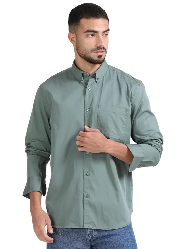 Sea_Green_Cotton_Premium_&_Elegant_Full_Sleeve_Casual_Shirt_For_Men