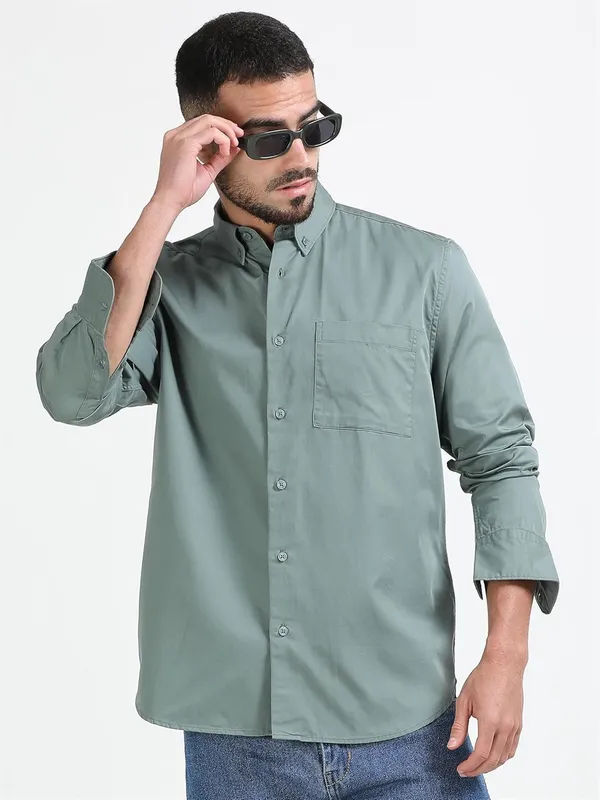 Sea_Green_Cotton_Premium_&_Elegant_Full_Sleeve_Casual_Shirt_For_Men