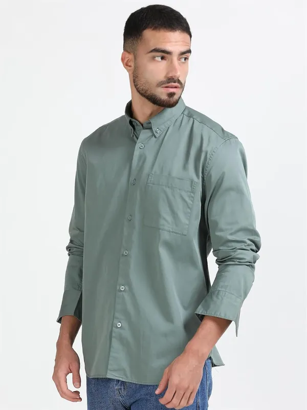 Sea_Green_Cotton_Premium_&_Elegant_Full_Sleeve_Casual_Shirt_For_Men