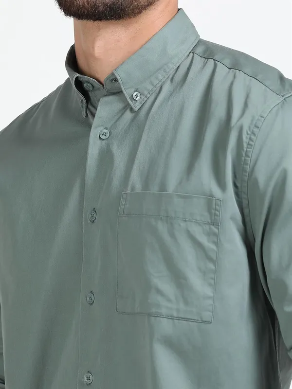 Sea_Green_Cotton_Premium_&_Elegant_Full_Sleeve_Casual_Shirt_For_Men