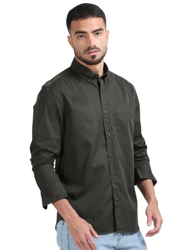 Olive_Green_Cotton_Premium_&_Elegant_Full_Sleeve_Casual_Shirt_For_Men
