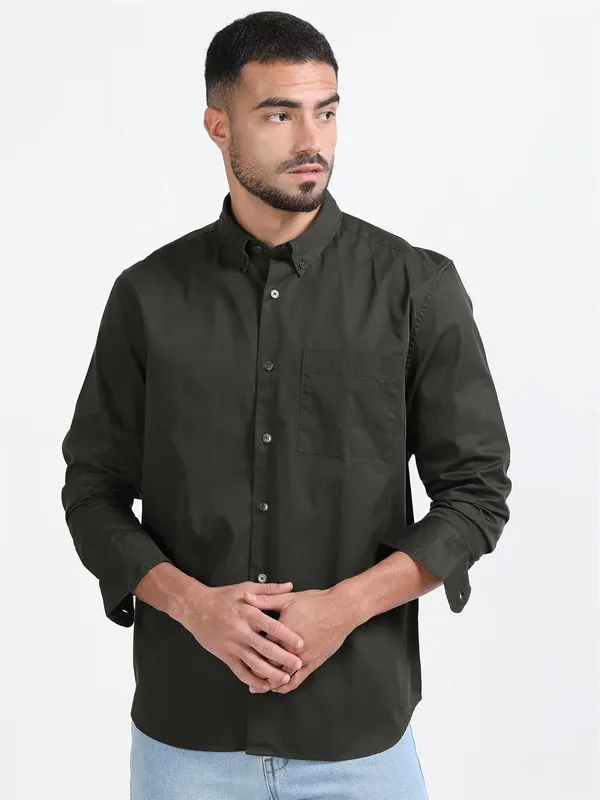Olive_Green_Cotton_Premium_&_Elegant_Full_Sleeve_Casual_Shirt_For_Men
