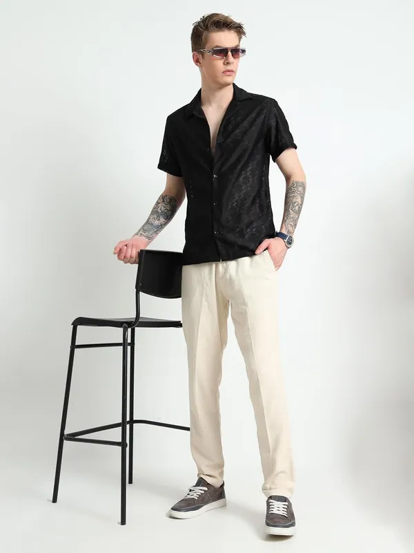 White_Cotton_Linen_Premium_&_Elegant_Full_Length_Casual_Trouser_For_Men