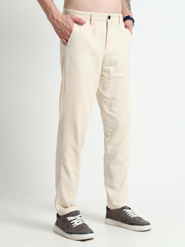 White_Cotton_Linen_Premium_&_Elegant_Full_Length_Casual_Trouser_For_Men