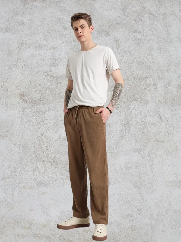 Brown_Cotton_Premium_&_Elegant_Full_Length_Casual_Trouser_For_Men