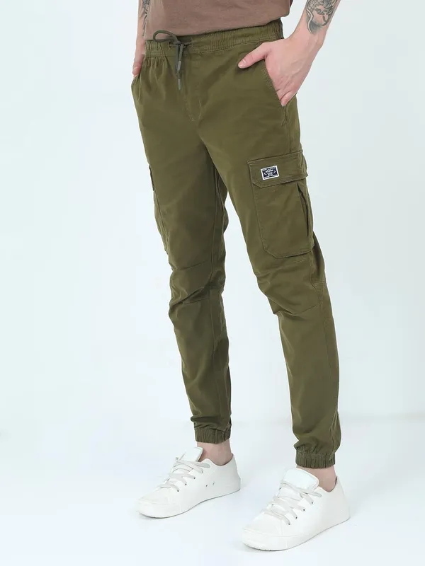 Green_Cotton_Drawstring_Waist_With_Side_Pockets_Cargo_Jogger_For_Men