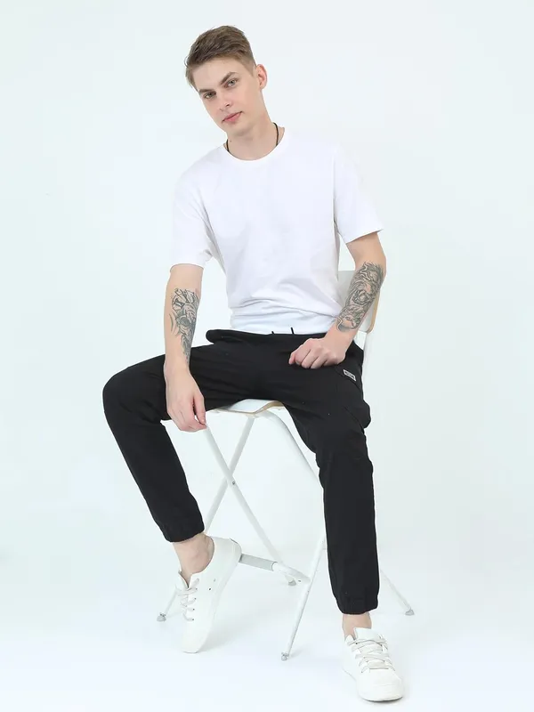 Black_Cotton_Drawstring_Waist_With_Side_Pockets_Cargo_Jogger_For_Men
