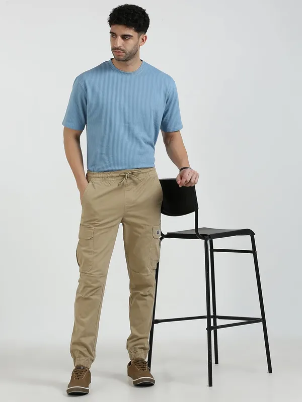 Beige_Cotton_Drawstring_Waist_With_Side_Pockets_Cargo_Jogger_For_Men